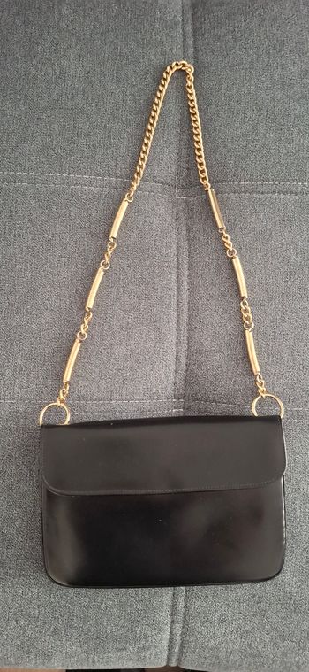 Sac viantge 70 - Bandoulière noir élégant – Chaîne dorée