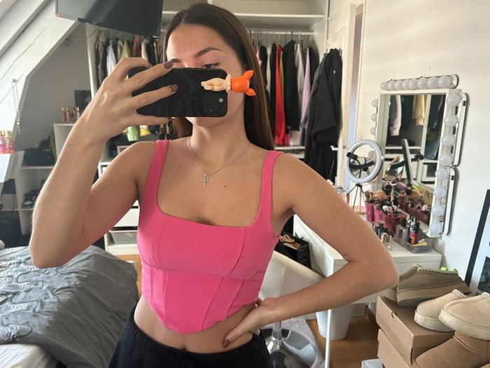 Débardeur Crop top rose S stradivarius