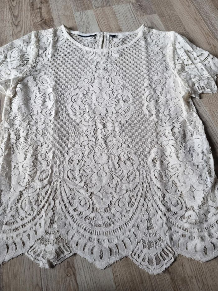 T-shirt blanc macramé - photo numéro 2