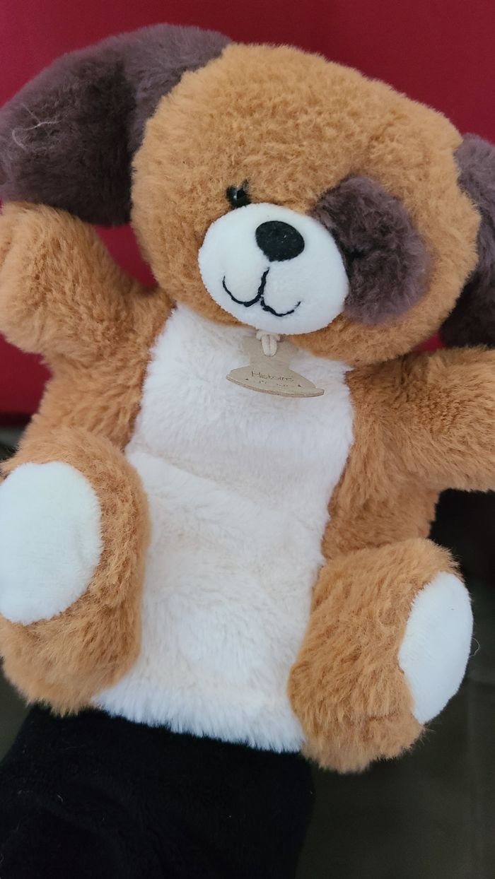 Doudou Marionnette Chien HISTOIRE D'OURS Beige Brun Blanc Marron - photo numéro 4