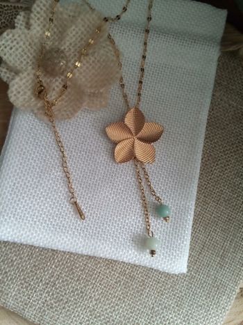 Collier bohème fleur et pierres d'amazonite 🩵.