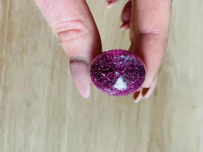 Bague en verre ajustable paillette violette - photo numéro 2