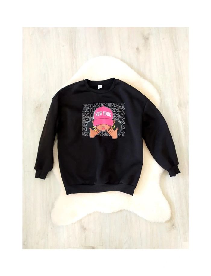 Sweat-shirt fille coupe ample en molleton New York extraordinary