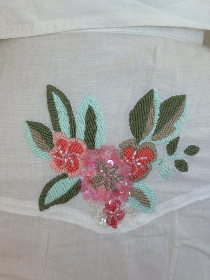 🤍 sublime chemise broderies fleurs - Sinequanone - T38 - photo numéro 11