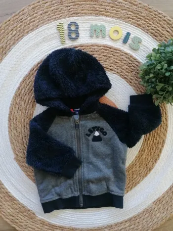 Gilet zippé gris et bleu marine - Kiabi - 18 mois