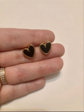 Boucles d’oreilles 🖤 NEUVES pour femme forme de coeurs couleur noir