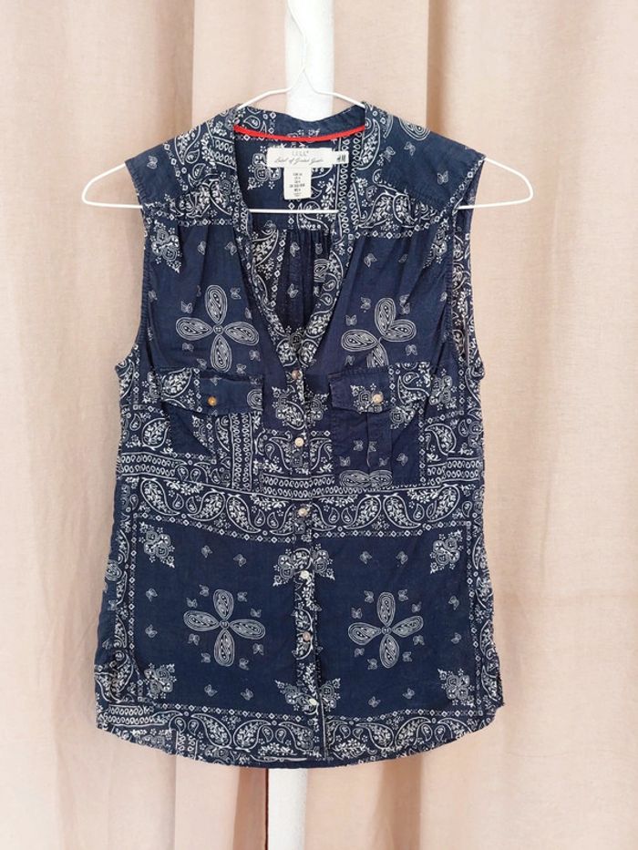 Blouse débardeur bleu marine style bandana - photo numéro 6