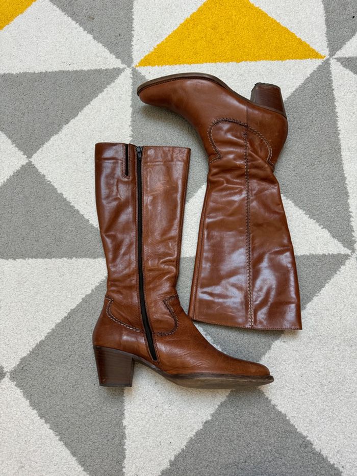 Bottes à talons en cuir Minelli Taille 39 - photo numéro 3