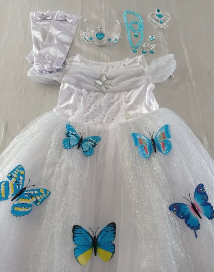 Déguisement robe princesse blanche papillon 5-6ans - photo numéro 6