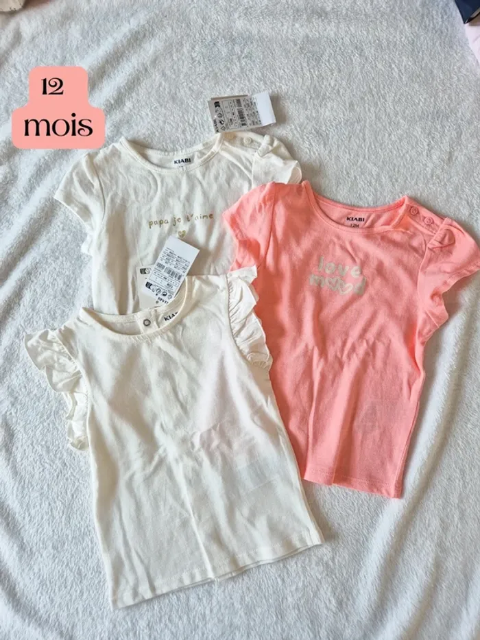 Lot 3 t shirt kiabi 12 mois