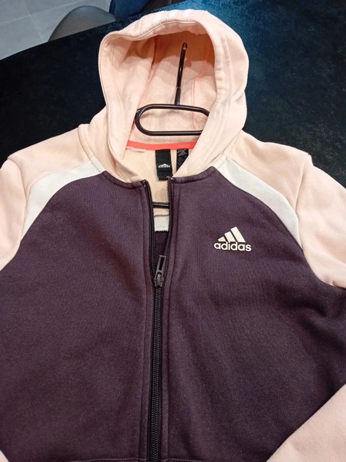 Veste Adidas Fille 13/14 ans Rose Violet Blanc - photo numéro 3