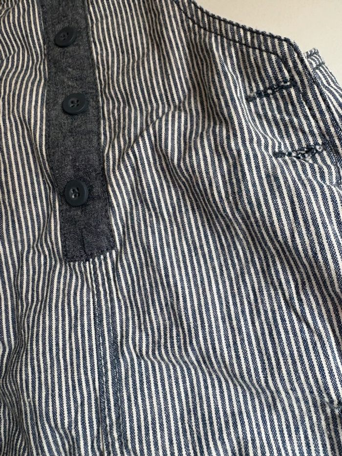 Salopette short rayé bleu blanc, garçon 12 mois, été - photo numéro 2