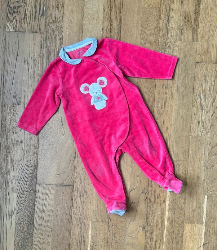 Pyjama velours fuschia Obaibi 9/12 mois