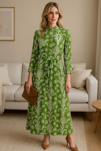 Robe longue verte à imprimé fleuri vintage chic, Zara, taille S, parfait état !