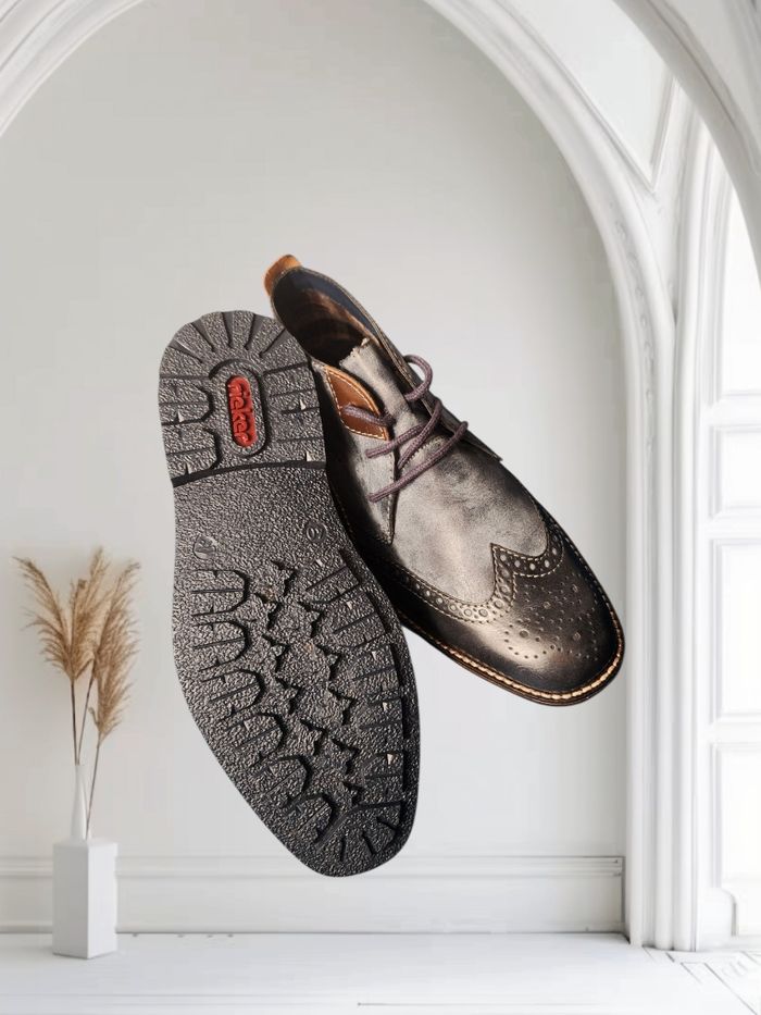 🌹👟pièce unique : bottines chukka rieker style brogue cuir bleu & marron - pointure 40 - photo numéro 6