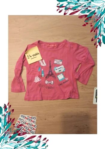 Tee shirt fille 24 mois manches longues Paris