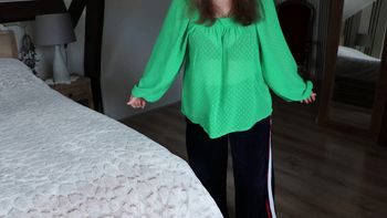 Blouse verte à manches longues en polyester Promod