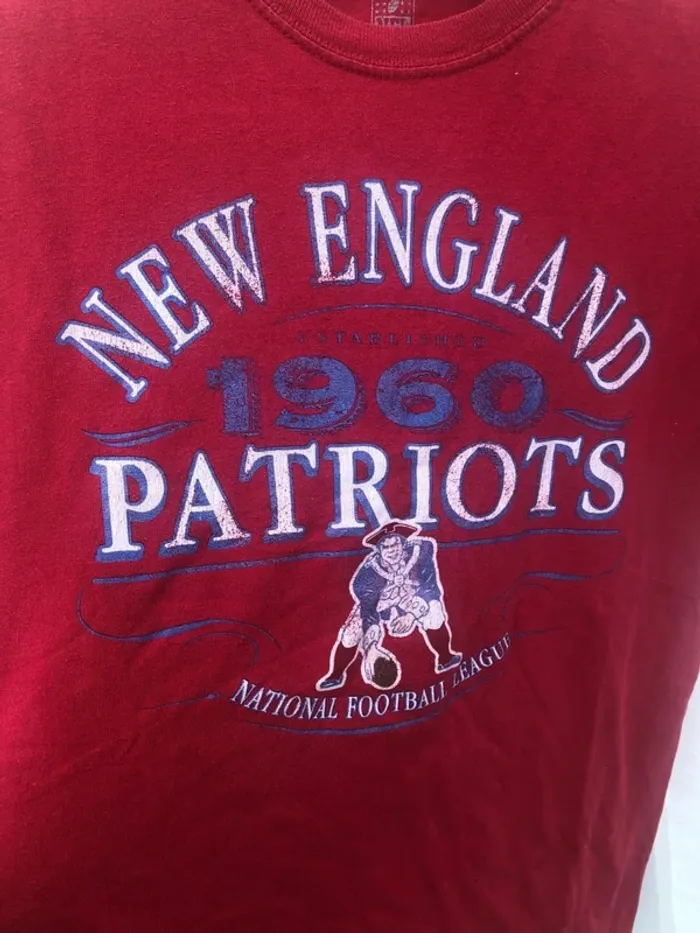 T-shirt vintage NFL red 1960 New England Patriots Mens M - photo numéro 3