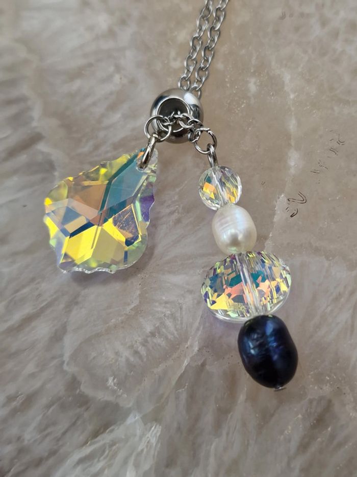 Collier Acier Perles D'eau Douce Cristal - photo numéro 20