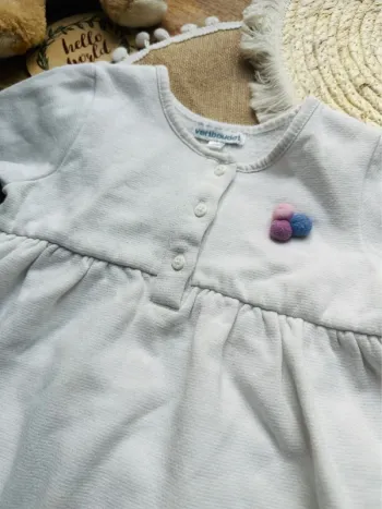 Robe Vertbaudet 18M 80cm blanche liserée argenté