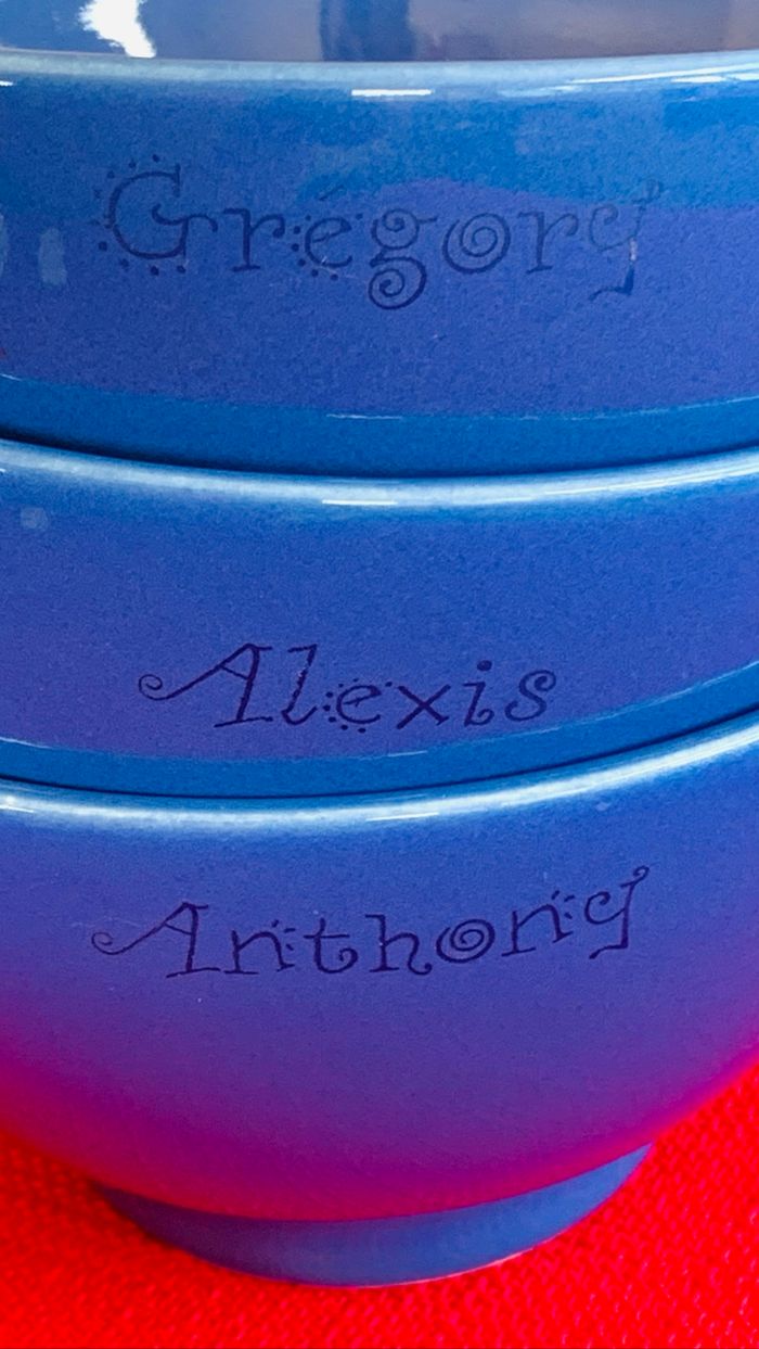 1 Bol bleu en céramique avec prénom gravé à choisir - photo numéro 7