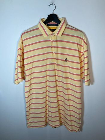 Polo jaune pâle et corail pour homme Tommy Hilfiger taille L 040