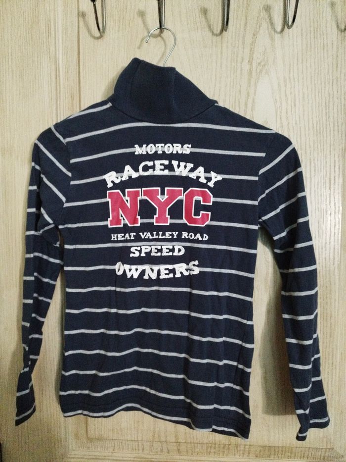 Sous pull rayé bleu marine 8 ans