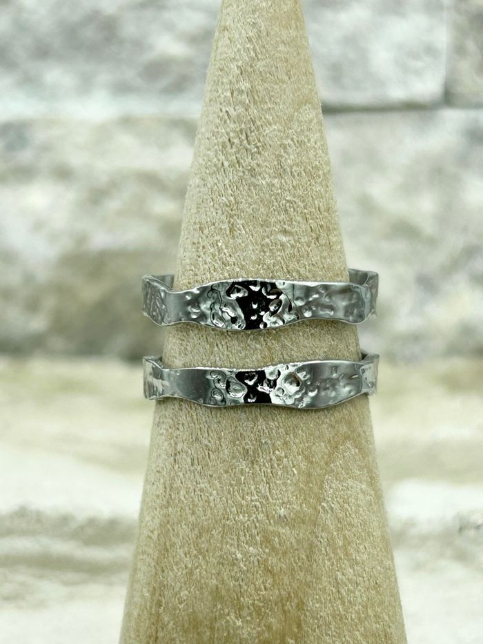 Bague argenté  en acier inoxydable