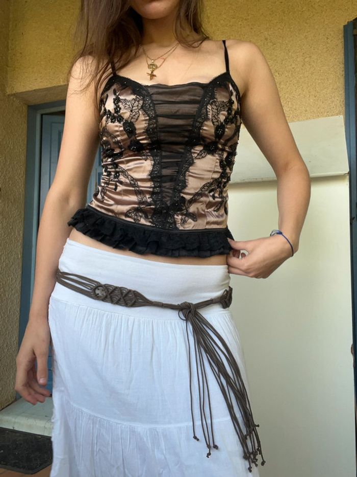 Corset dentelle bustier vintage bohème gothic champêtre y2k 2000yer - photo numéro 3