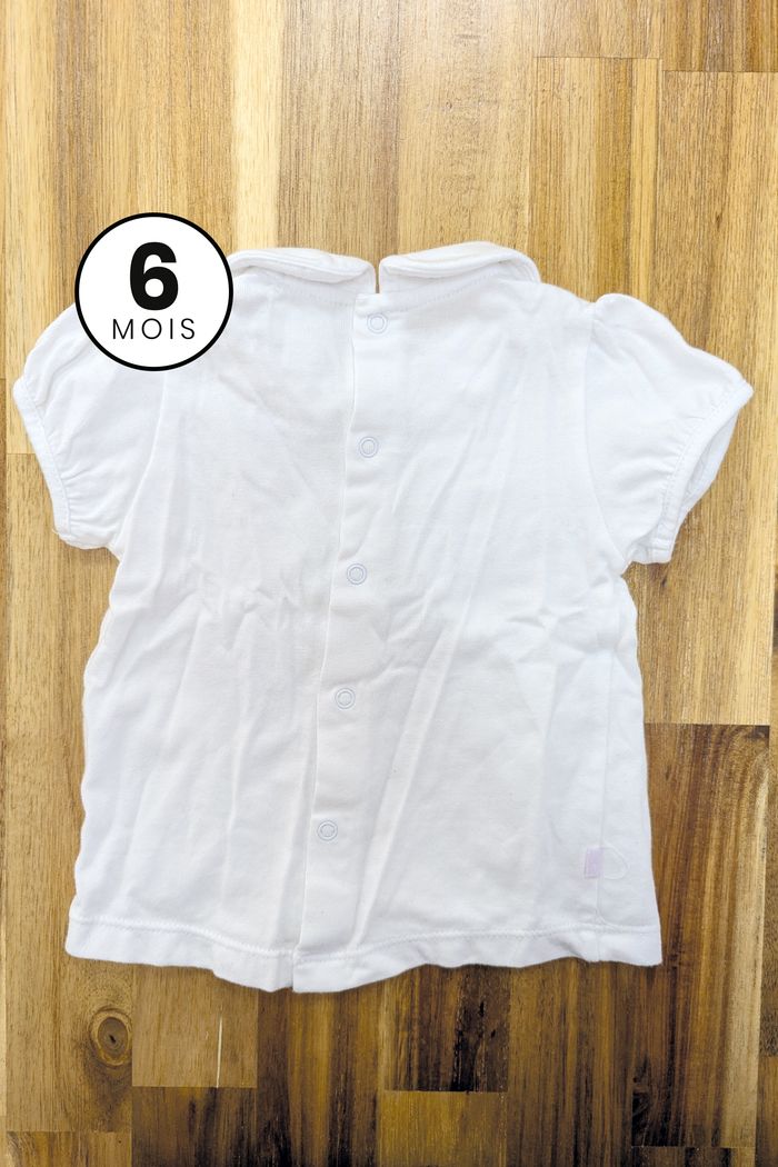 T-shirt manches courtes blanc - bébé fille 6 mois - photo numéro 2