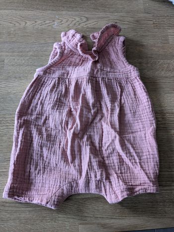 Combinaison coton crêpé rose pâle bout'chou 1 mois coton bio