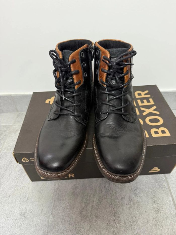 Bottines Bullboxer homme noires et cognac taille 40 super état - photo numéro 4