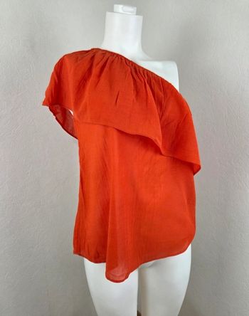 Top asymétrique orange H&M – une épaule – volant – été / soirée – T38