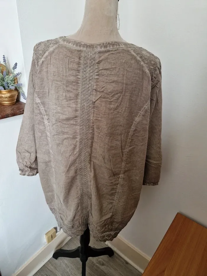 Tunique ms mode taille 48 beige dentelle - photo numéro 4