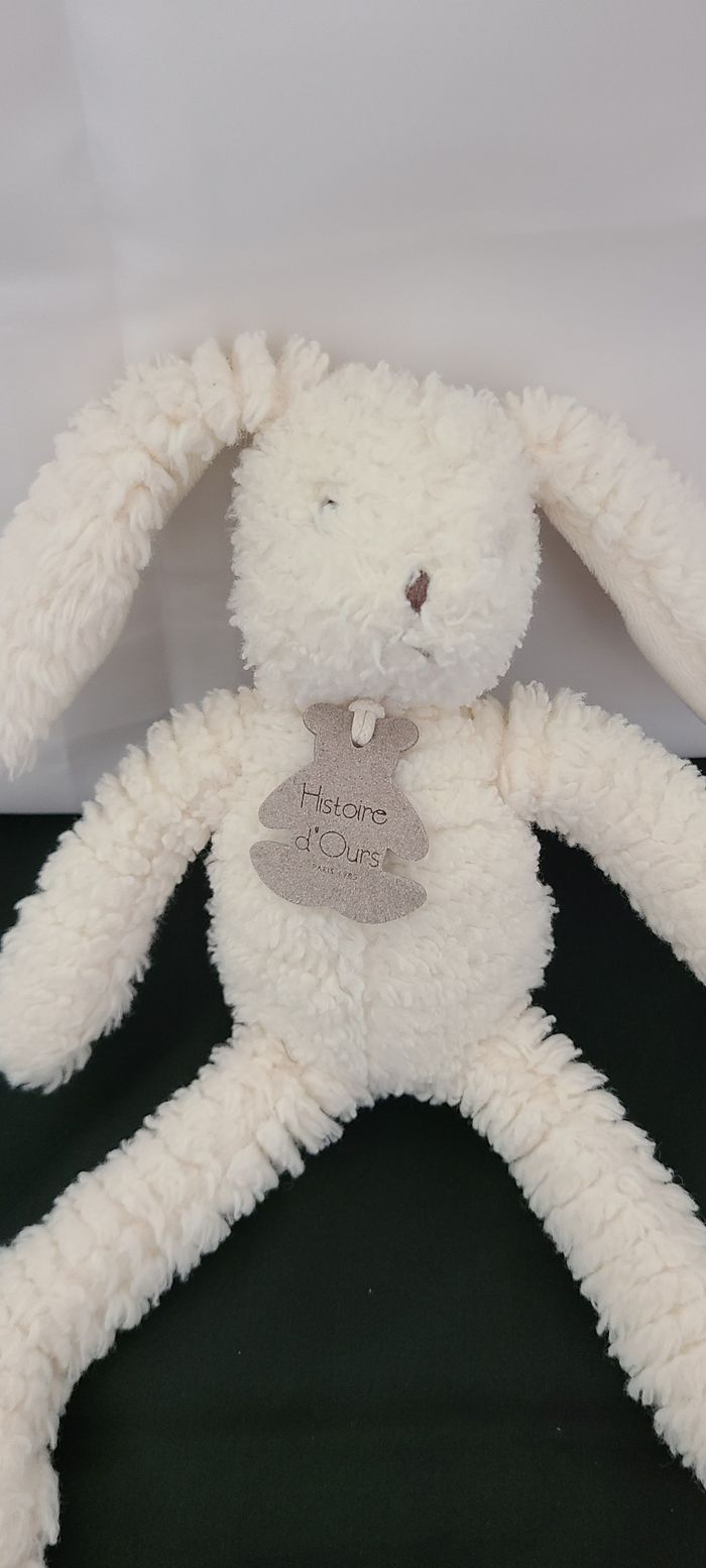 Doudou lapin blanc beige HISTOIRE D'OURS 35 CM - photo numéro 4