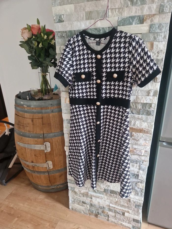 Robe grossesse patineuse pied de poule 👗