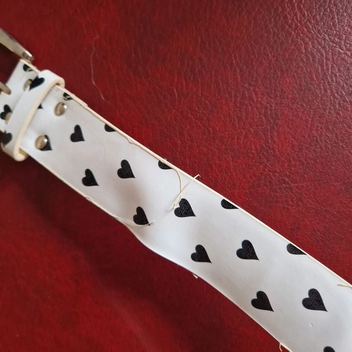 105cm ceinture blanche à cœur noir - photo numéro 4