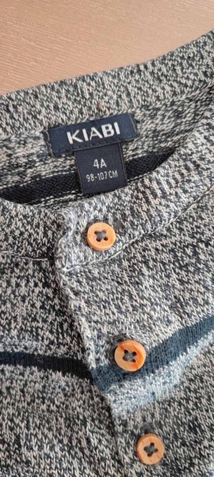 Pull fin gris chiné rayé 4 ans - photo numéro 4