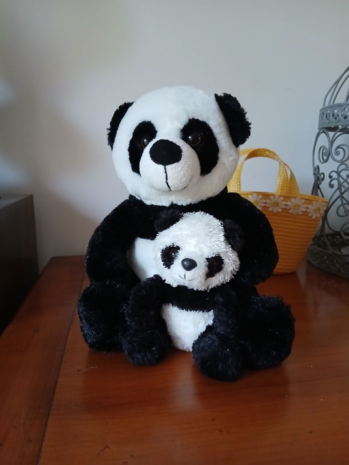 Duo Doudous-Peluches Panda *20 & 10 cm - photo numéro 9