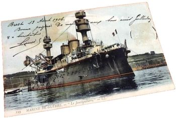 Carte postale ancienne   Brest (Finistère)    Marine de Guerre    " Le Jauréguiberry "