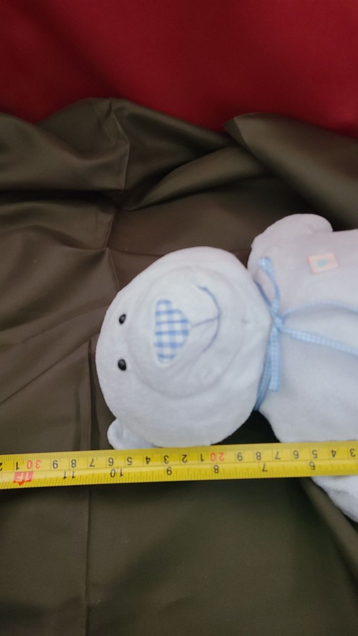 doudou ours bleu vichy bleu cœur étiquette enfant cœur bleu - photo numéro 3