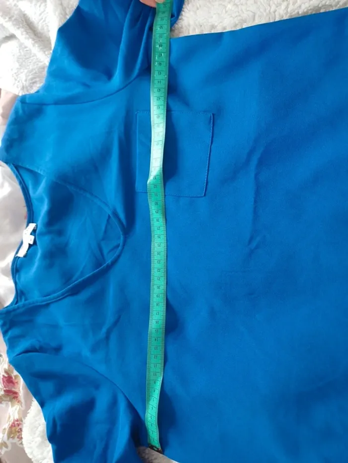 Robe droite manches 3/4 bleue roi - photo numéro 5