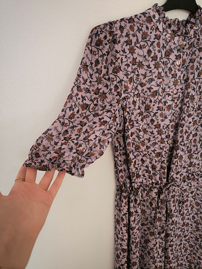 Robe Etam longue violette avec motif fleur taille 34 - photo numéro 4