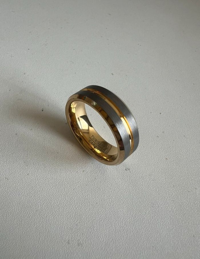 Bague en tungstène homme doré or jaune argenté gris bijoux argent homme doré or 17.8g - photo numéro 2