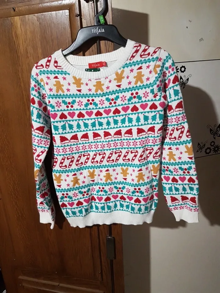 Pull de noël fille  10ans tissaia