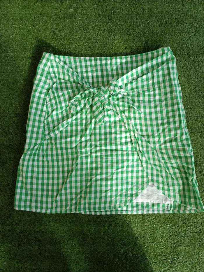 Jupe légère à carreaux vert et blanc Pimkie taille 36 - photo numéro 2