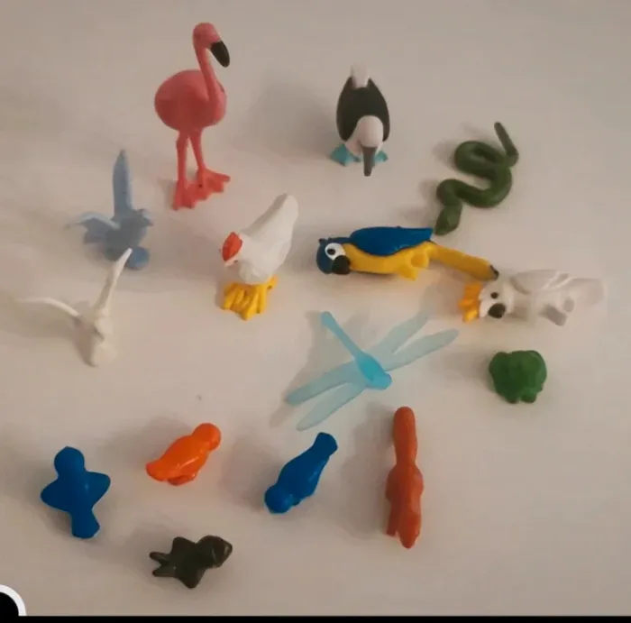 Playmobil animaux fou à pied bleu perroquet colombe grenouille libellule  poule  flamant rose
