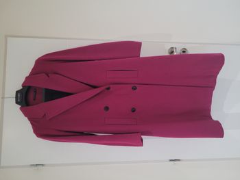 Manteau long en laine fuschia