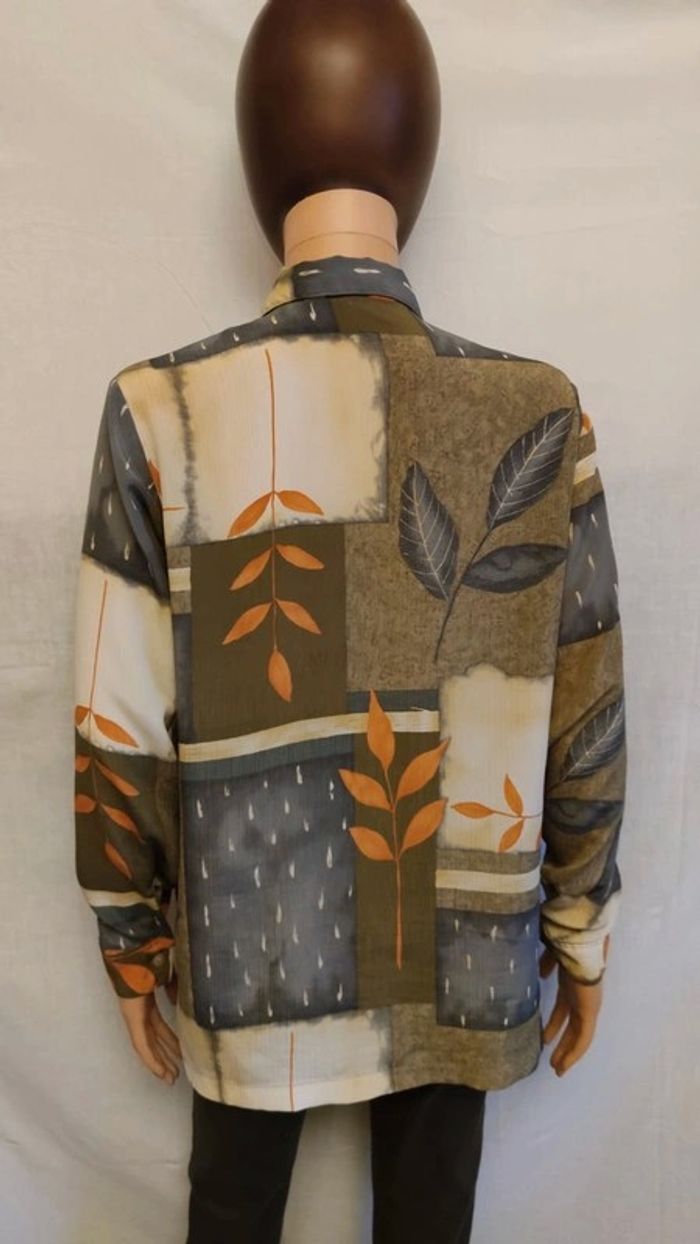 Chemisier fluide Vintage motifs "Automnale" 90s 🍂 à manches longues T. 42 Claude d'Alban _ PLD - photo numéro 6
