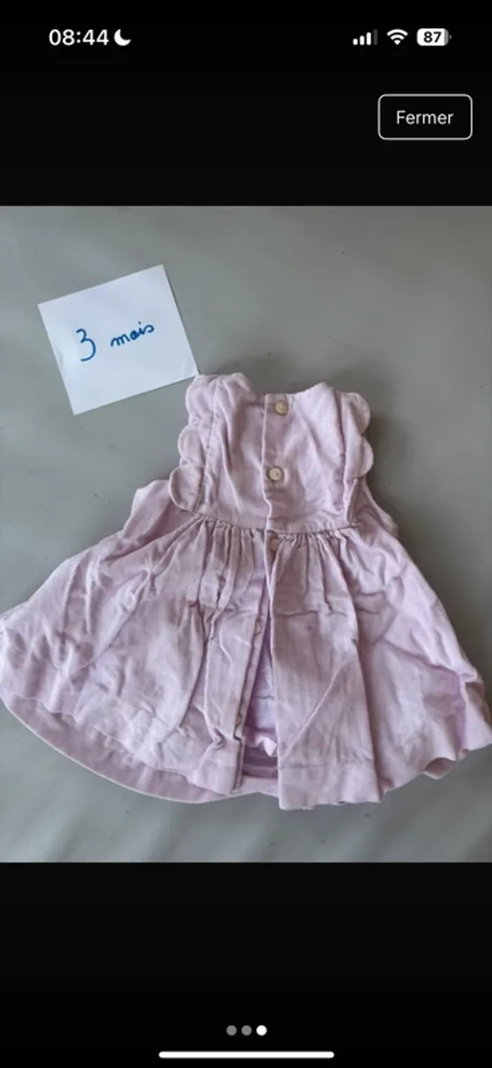 Robe Rose Jacadi velours 3 mois - photo numéro 3